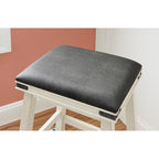 Tabouret de bar sans dossier Spenser Rustic avec assise en similicuir