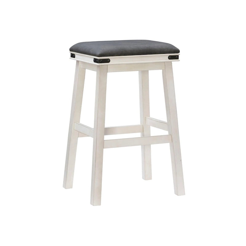 Tabouret de bar sans dossier Spenser Rustic avec assise en similicuir