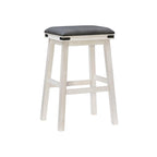 Tabouret de bar sans dossier Spenser Rustic avec assise en similicuir