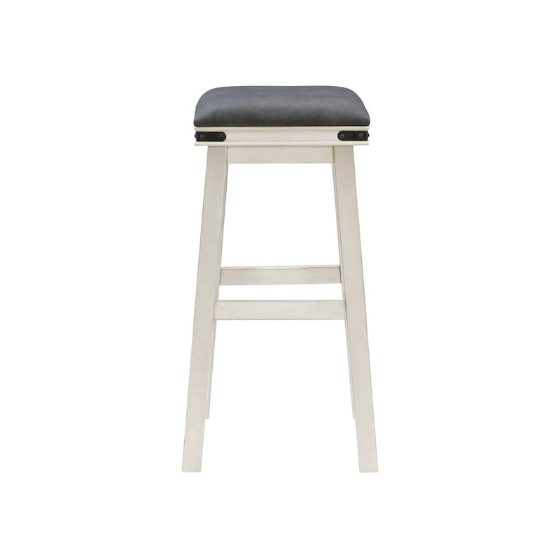 Tabouret de bar sans dossier Spenser Rustic avec assise en similicuir