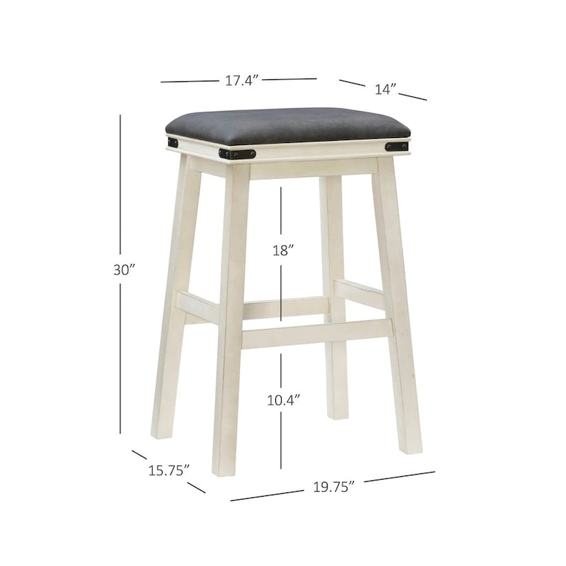 Tabouret de bar sans dossier Spenser Rustic avec assise en similicuir