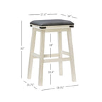 Tabouret de bar sans dossier Spenser Rustic avec assise en similicuir