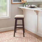 Tabouret de bar sans dossier Spenser Rustic avec assise en similicuir