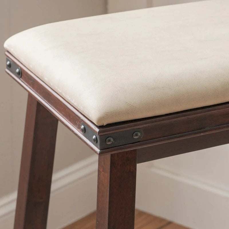 Tabouret de bar sans dossier Spenser Rustic avec assise en similicuir