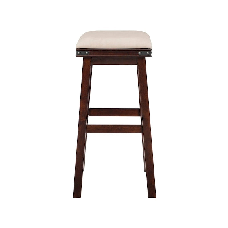 Tabouret de bar sans dossier Spenser Rustic avec assise en similicuir