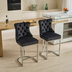 Tabourets de bar modernes en velours de 26 po, chaises d'îlot de cuisine hauteur comptoir, ensemble de 2