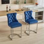 Tabourets de bar modernes en velours de 26 po, chaises d'îlot de cuisine hauteur comptoir, ensemble de 2