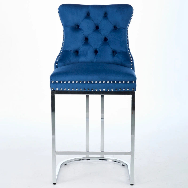 Tabourets de bar modernes en velours de 26 po, chaises d'îlot de cuisine hauteur comptoir, ensemble de 2