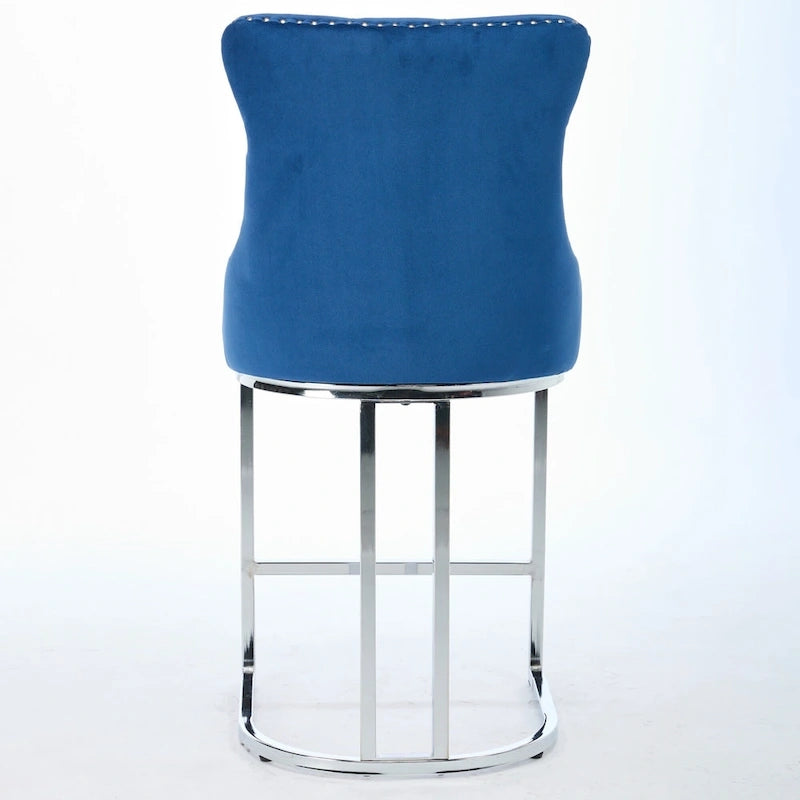 Tabourets de bar modernes en velours de 26 po, chaises d'îlot de cuisine hauteur comptoir, ensemble de 2