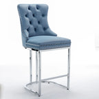 Tabourets de bar modernes en velours de 26 po, chaises d'îlot de cuisine hauteur comptoir, ensemble de 2