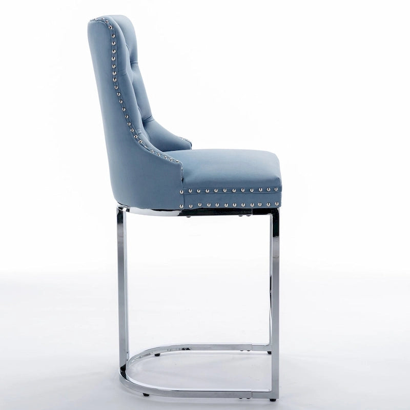 Tabourets de bar modernes en velours de 26 po, chaises d'îlot de cuisine hauteur comptoir, ensemble de 2