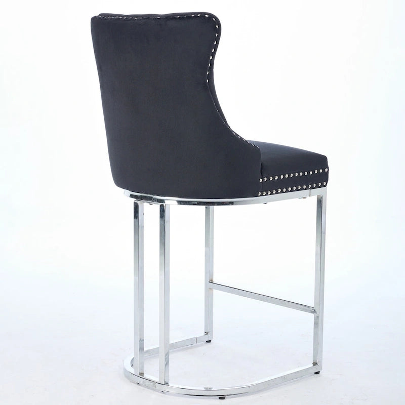 Tabourets de bar modernes en velours de 26 po, chaises d'îlot de cuisine hauteur comptoir, ensemble de 2