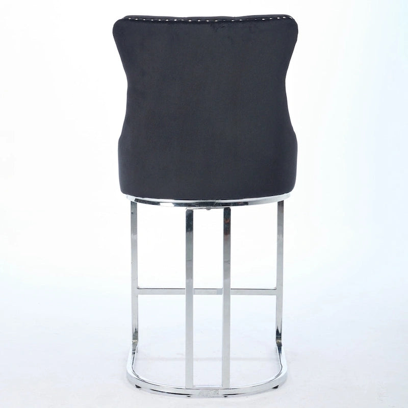 Tabourets de bar modernes en velours de 26 po, chaises d'îlot de cuisine hauteur comptoir, ensemble de 2