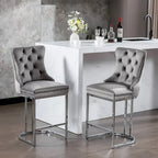 Tabourets de bar modernes en velours de 26 po, chaises d'îlot de cuisine hauteur comptoir, ensemble de 2