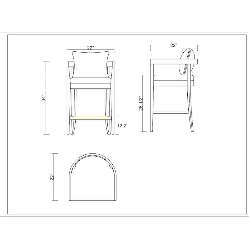 Tabouret de bar Manhattan Comfort Ritz 34 po en bois de hêtre Noyer foncé hauteur comptoir