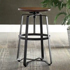 Tabouret réglable Nova en bois de châtaignier avec base en métal noir