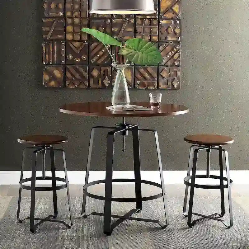 Tabouret réglable Nova en bois de châtaignier avec base en métal noir