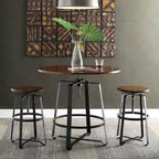 Tabouret réglable Nova en bois de châtaignier avec base en métal noir