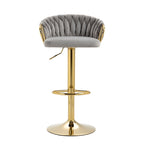 Tabouret de bar pivotant en velours, lot de 2, coloris gris / ivoire / camel / bleu marine / noir / vert foncé