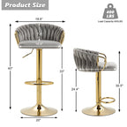 Tabouret de bar pivotant en velours, lot de 2, coloris gris / ivoire / camel / bleu marine / noir / vert foncé