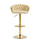 Tabouret de bar pivotant en velours, lot de 2, coloris gris / ivoire / camel / bleu marine / noir / vert foncé