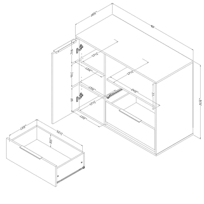 Commode 2 tiroirs avec porte Hourra de South Shore