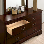 Lavina, commode transitionnelle en bois de 147 cm de large à 6 tiroirs avec pieds consoles, par Furniture of America