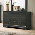 Lavina, commode transitionnelle en bois de 147 cm de large à 6 tiroirs avec pieds consoles, par Furniture of America