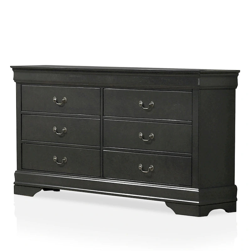 Lavina, commode transitionnelle en bois de 147 cm de large à 6 tiroirs avec pieds consoles, par Furniture of America
