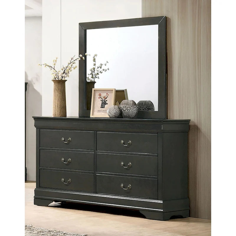 Lavina, commode transitionnelle en bois de 147 cm de large à 6 tiroirs avec pieds consoles, par Furniture of America