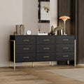 Commode polyvalente à 9 tiroirs - Noir et or élégant, meuble de rangement de qualité supérieure