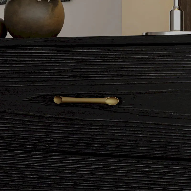 Commode polyvalente à 9 tiroirs - Noir et or élégant, meuble de rangement de qualité supérieure