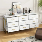 Commode polyvalente à 9 tiroirs - Noir et or élégant, meuble de rangement de qualité supérieure