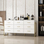 Commode polyvalente à 9 tiroirs - Noir et or élégant, meuble de rangement de qualité supérieure
