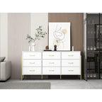 Commode polyvalente à 9 tiroirs - Noir et or élégant, meuble de rangement de qualité supérieure