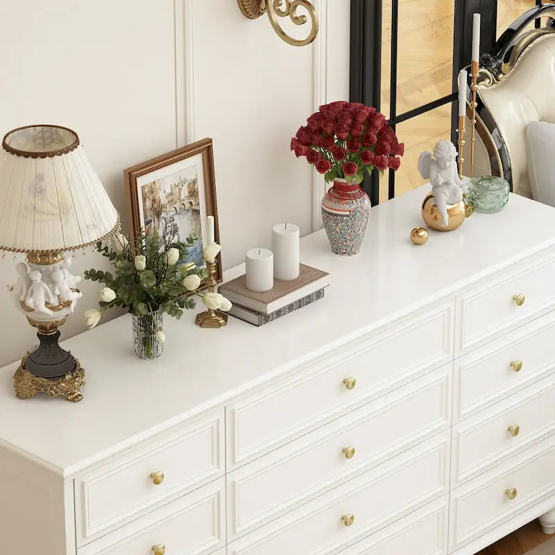 Commode en bois 63W, rangement de chambre, organisateur de tiroirs de placard, 12 tiroirs