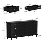 Commode en bois 63W, rangement de chambre, organisateur de tiroirs de placard, 12 tiroirs