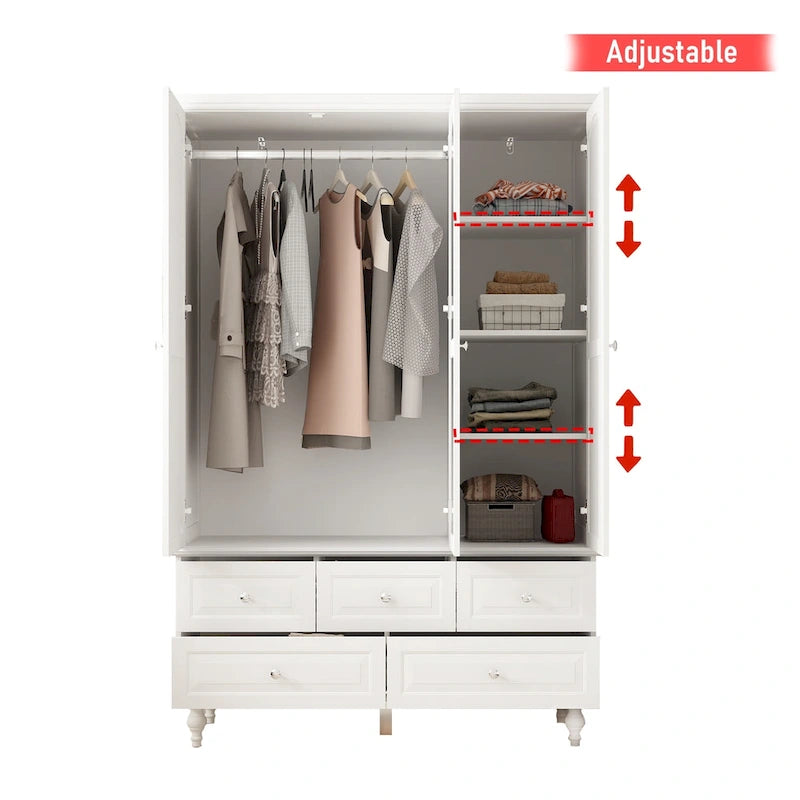 47.2 Armoires Laquées Penderies Avec Porte Miroir 5 Tiroirs Blanches
