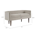 Banc d'appoint en velours crème, dossier bas, 1 place
