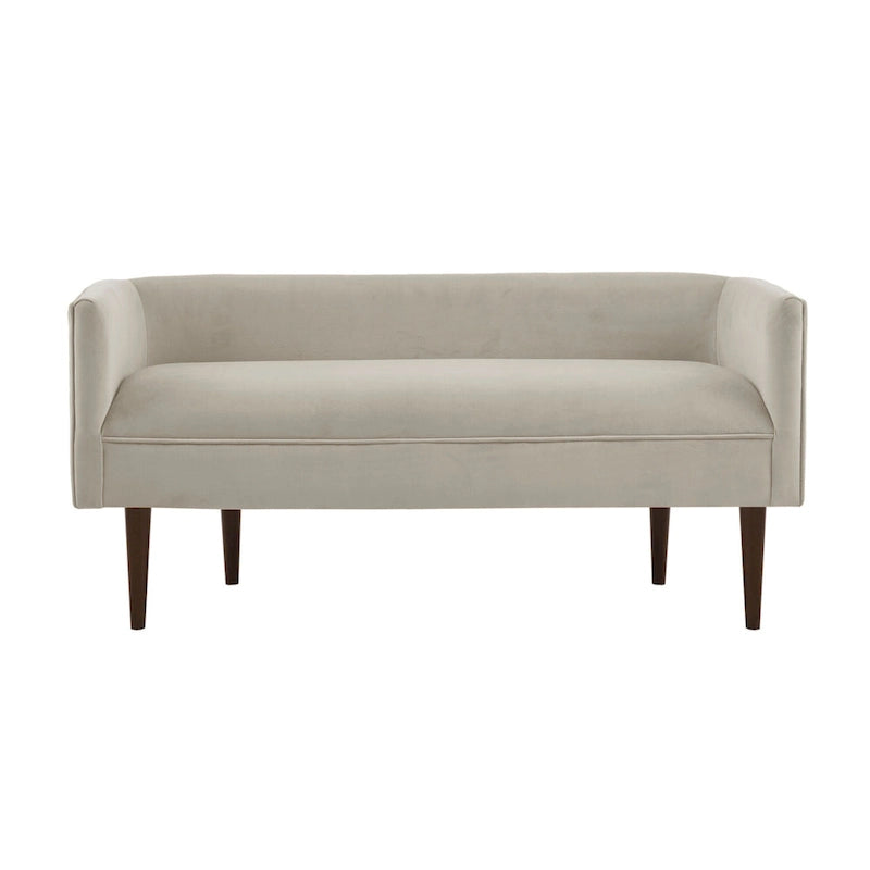 Banc d'appoint en velours crème, dossier bas, 1 place