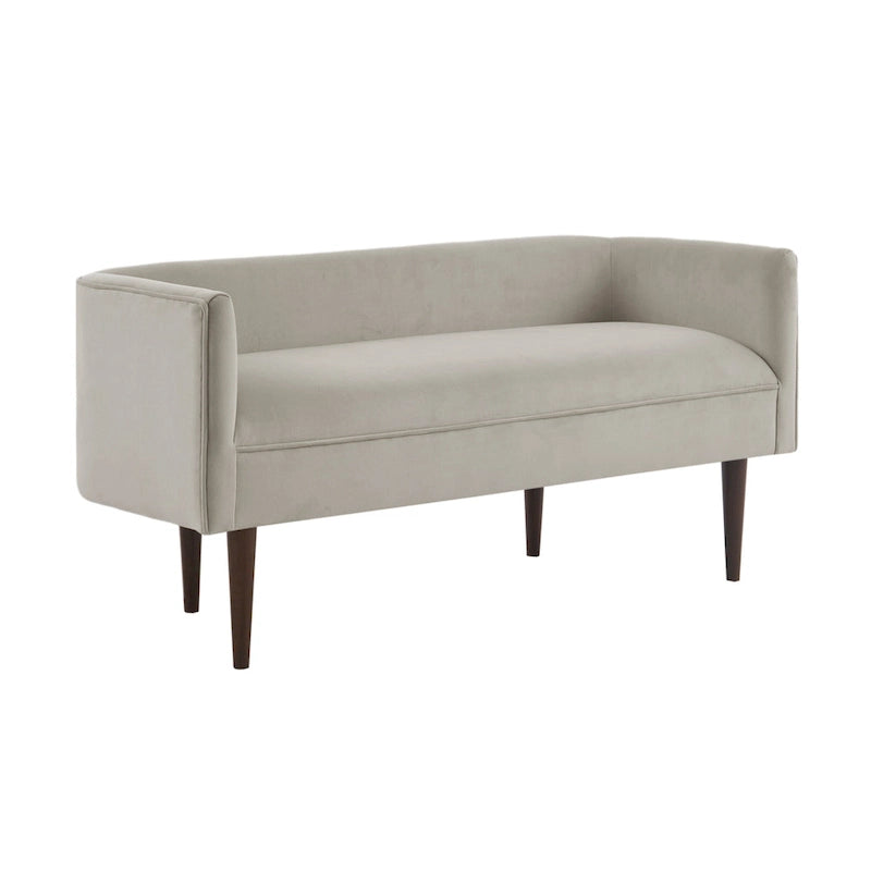 Banc d'appoint en velours crème, dossier bas, 1 place