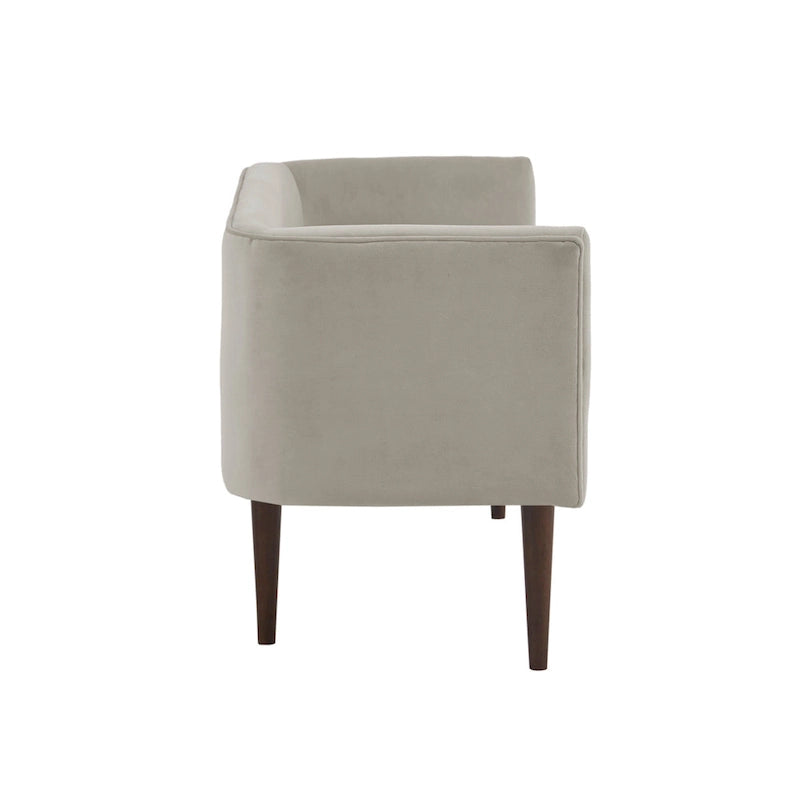 Banc d'appoint en velours crème, dossier bas, 1 place