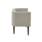 Banc d'appoint en velours crème, dossier bas, 1 place