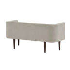 Banc d'appoint en velours crème, dossier bas, 1 place