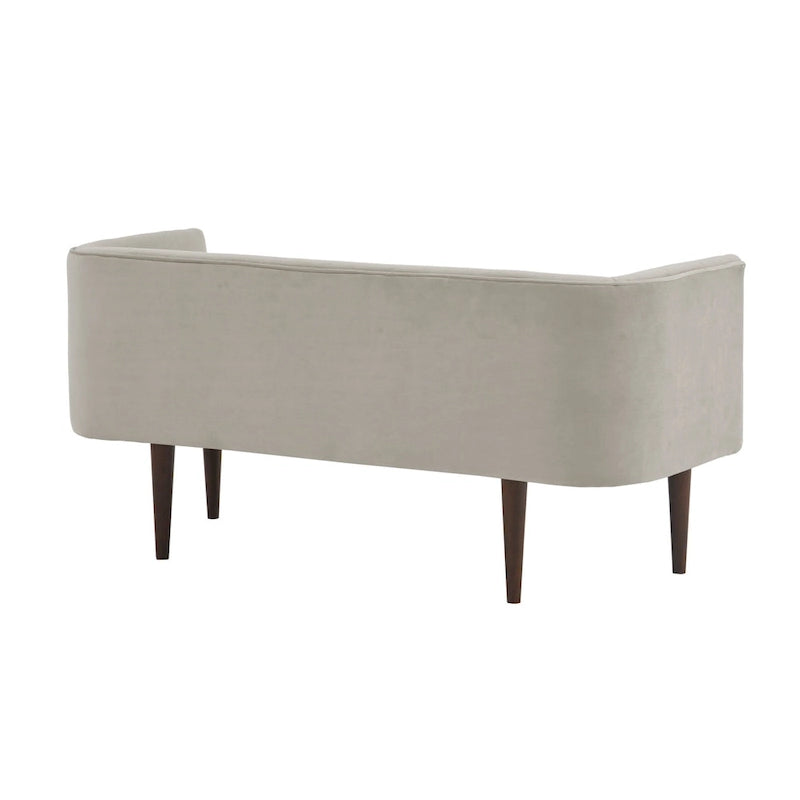 Banc d'appoint en velours crème, dossier bas, 1 place