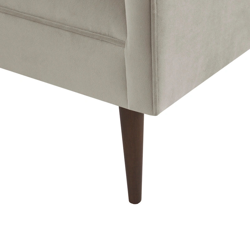 Banc d'appoint en velours crème, dossier bas, 1 place