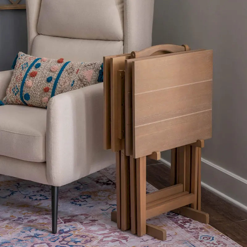 Ensemble de tables-plateaux en bois flotté d'acacia