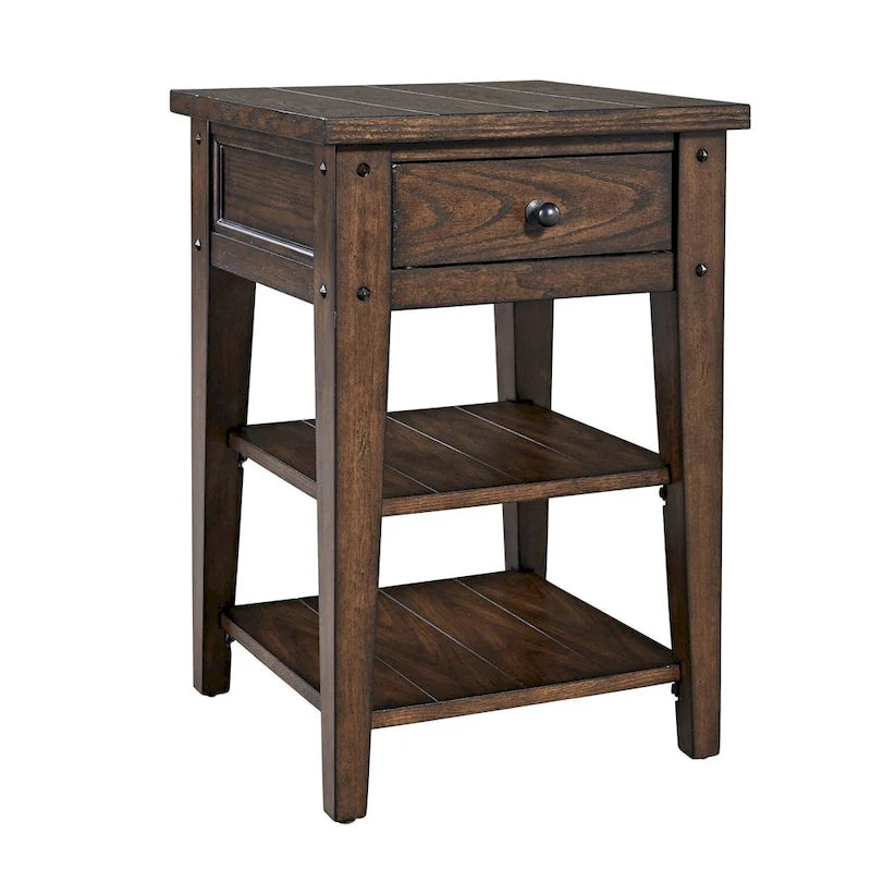 Table d'appoint en chêne brun rustique Lake House