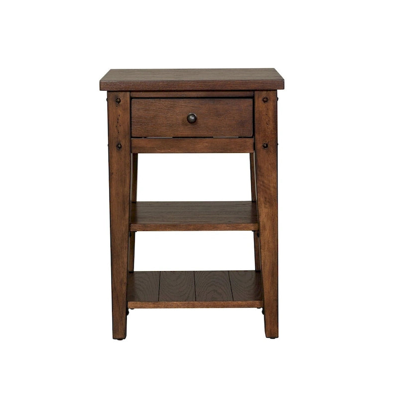 Table d'appoint en chêne brun rustique Lake House