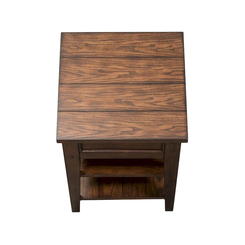 Table d'appoint en chêne brun rustique Lake House